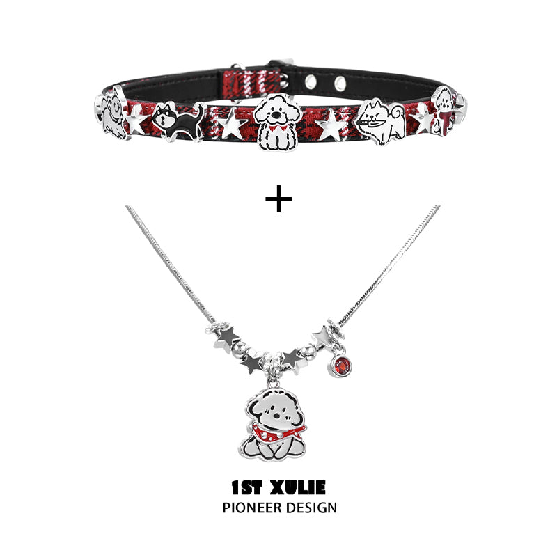 1STXULIE Happy Puppy Collection Niche Gothic Choker Necklace T4697