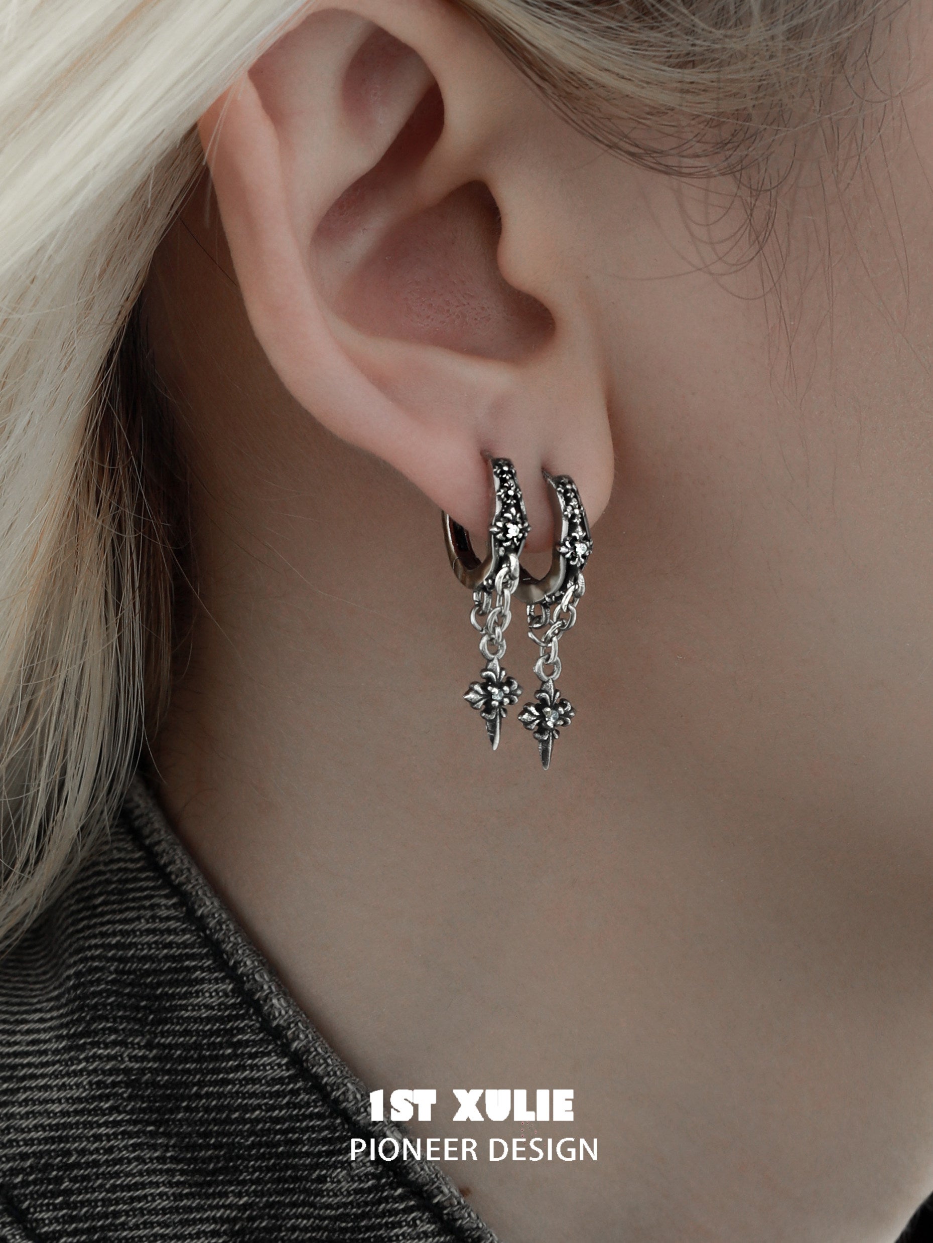 1STXULIE Superior Niche Iris Collection Cross-shaped Earring Backs T5880