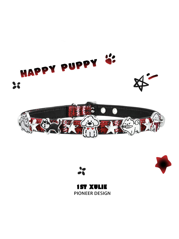 1STXULIE Happy Puppy Collection Niche Gothic Choker Necklace T4697