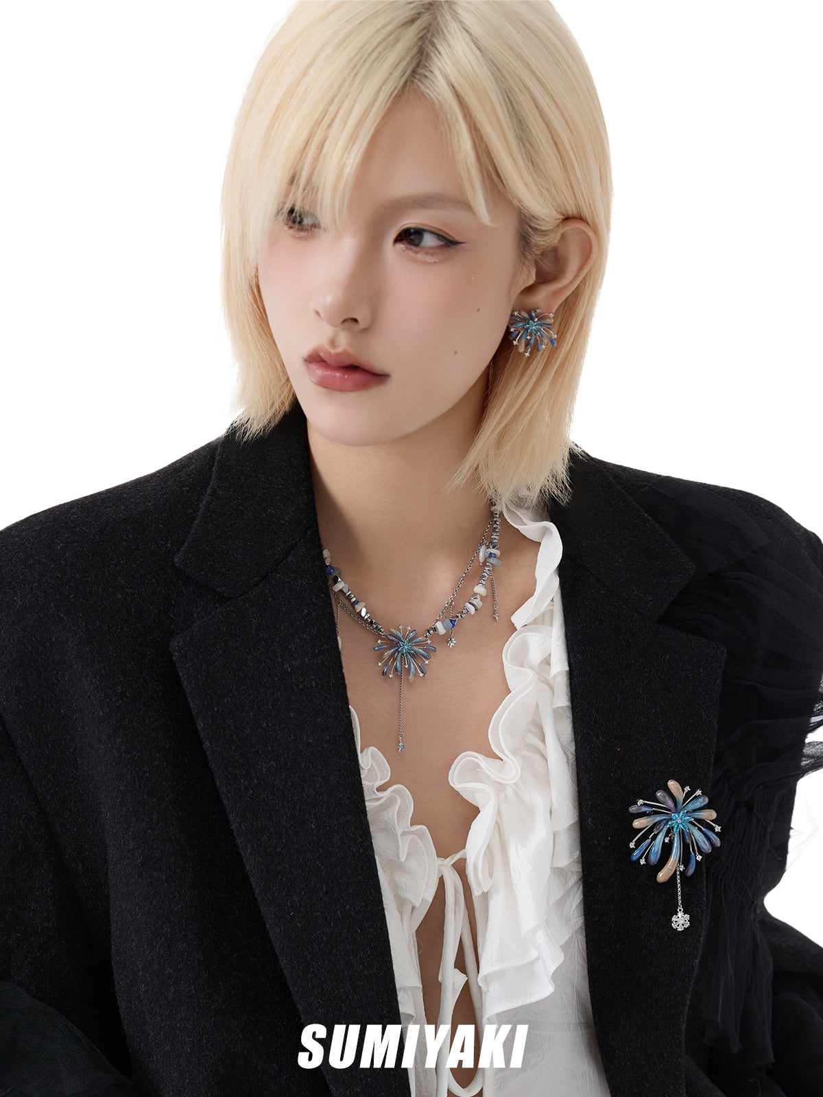 SUMIYAKI Fireworks Collection Unique Handmade Clip-on Earrings T4745