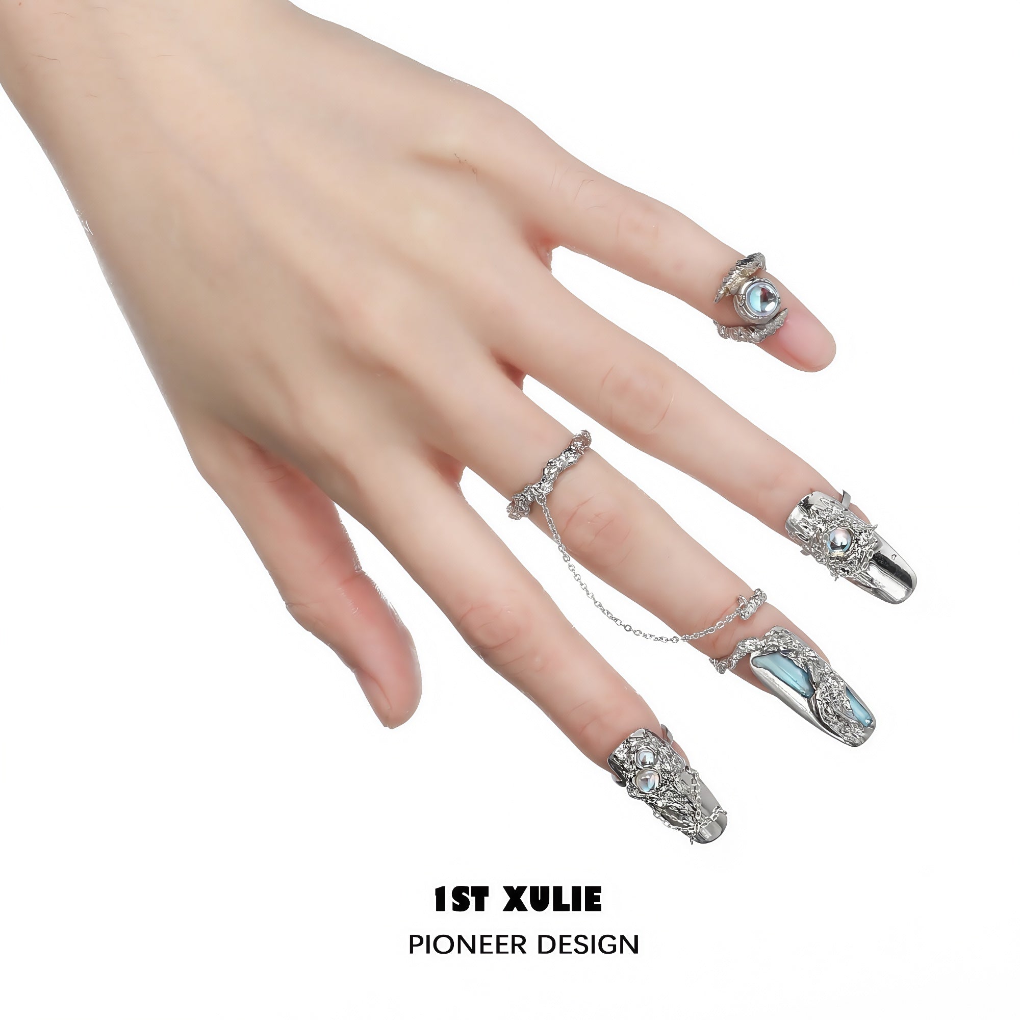 1STXULIE Moonlight Collection Niche Gothic Reusable Wearable Nails T4740
