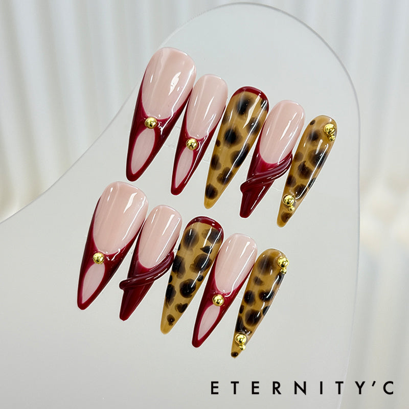 ETERNITY'C Handmade Custom 3D Amber Pressed On Wearable Nails T5041