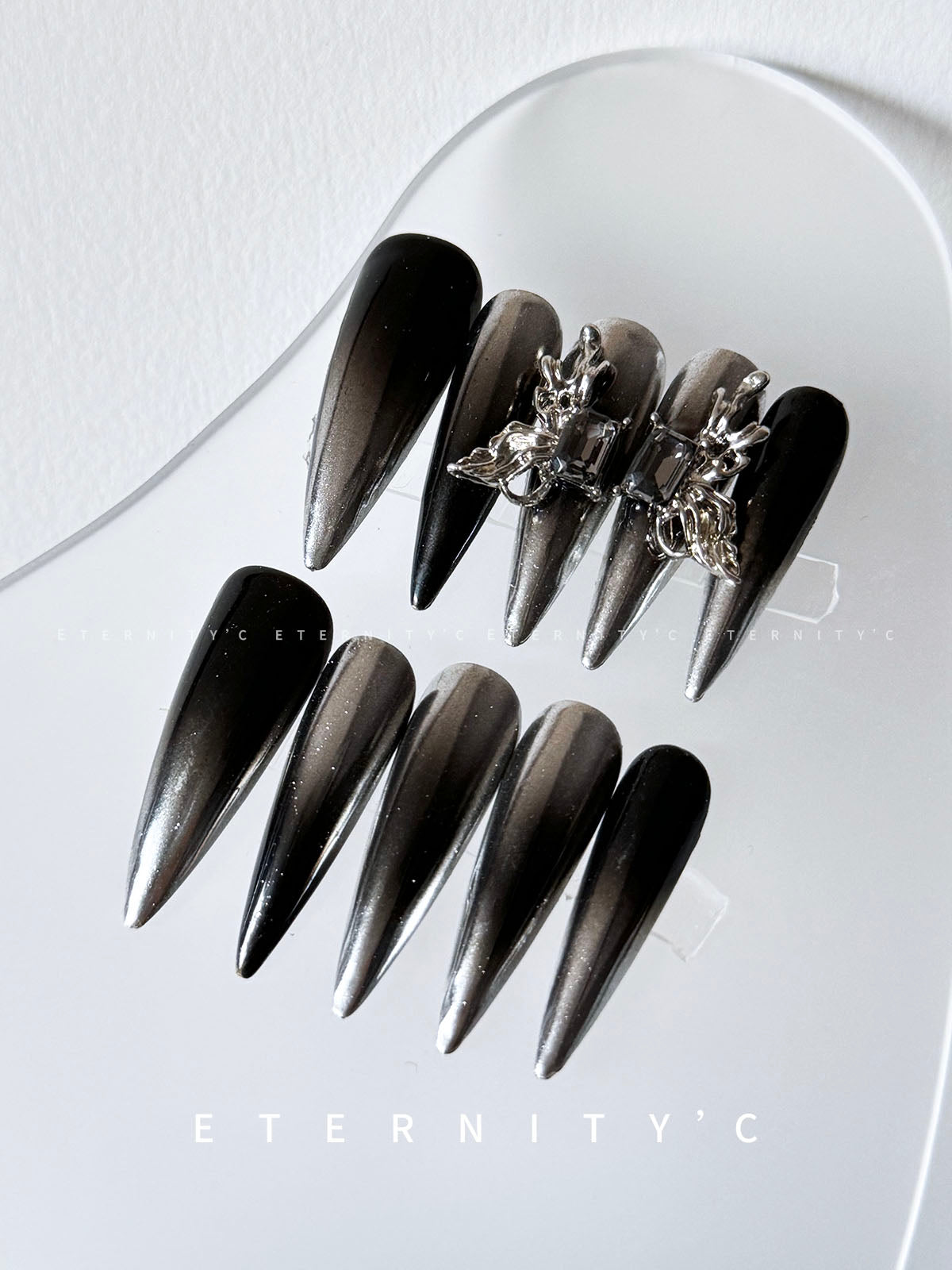 ETERNITY'C Handmade Custom 3D Butterfly Pressed On Wearable Nails T5007