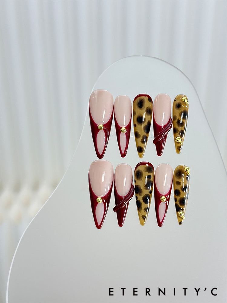 ETERNITY'C Handmade Custom 3D Amber Pressed On Wearable Nails T5041