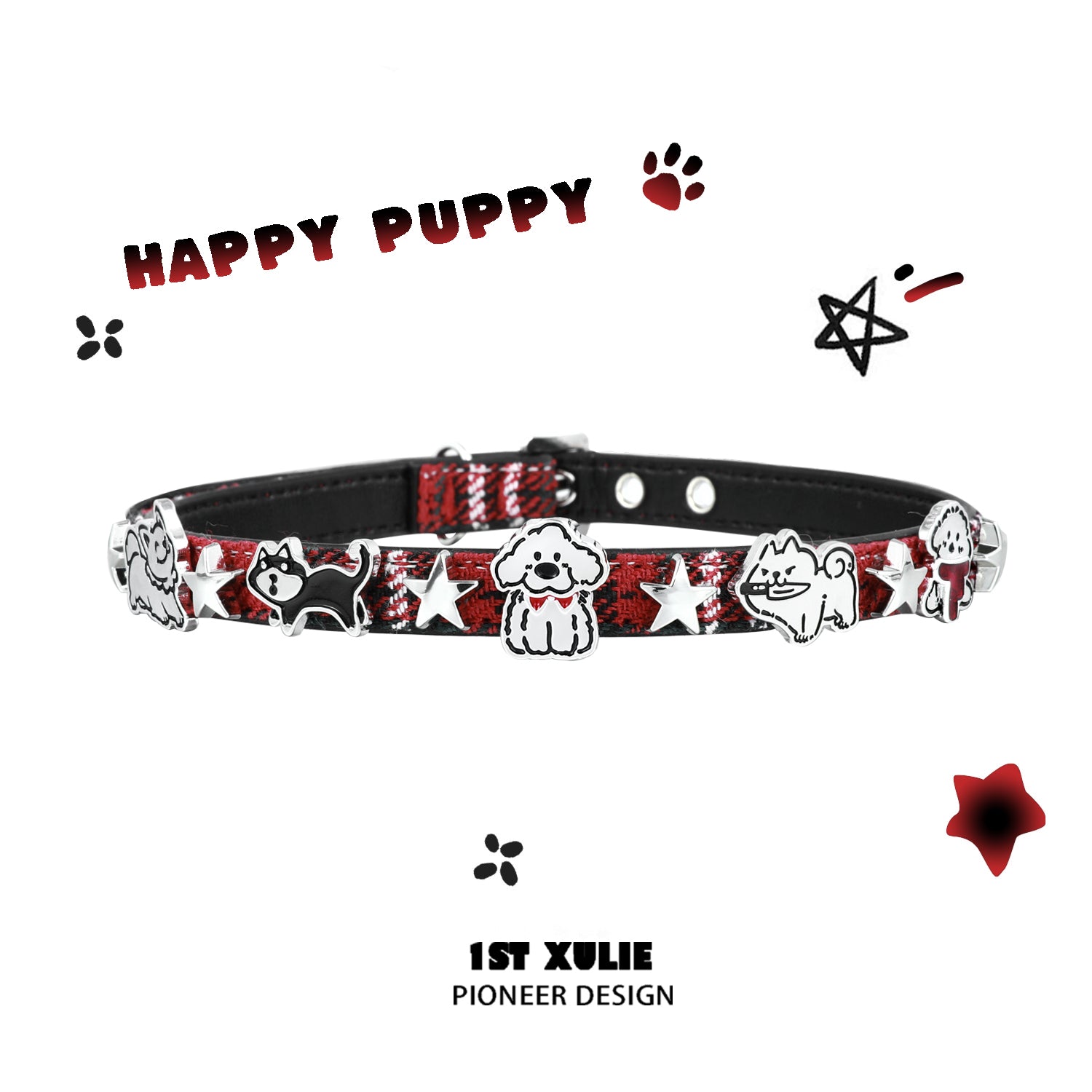 1STXULIE Happy Puppy Collection Niche Gothic Choker Necklace T4697