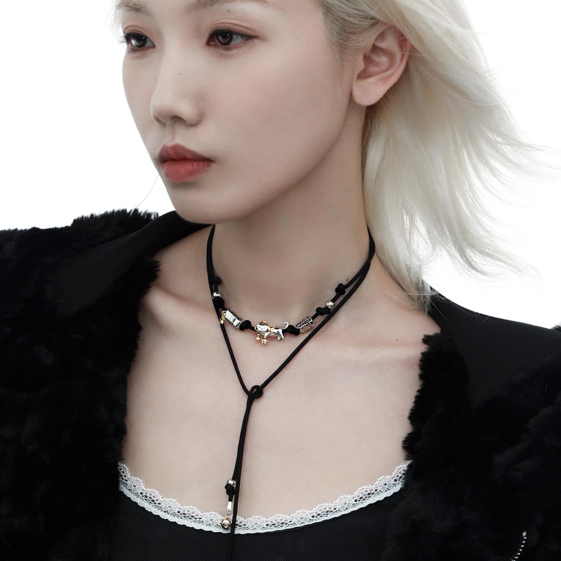 1STXULIE Bad Cat Collection Niche Gothic Choker Necklace T4499