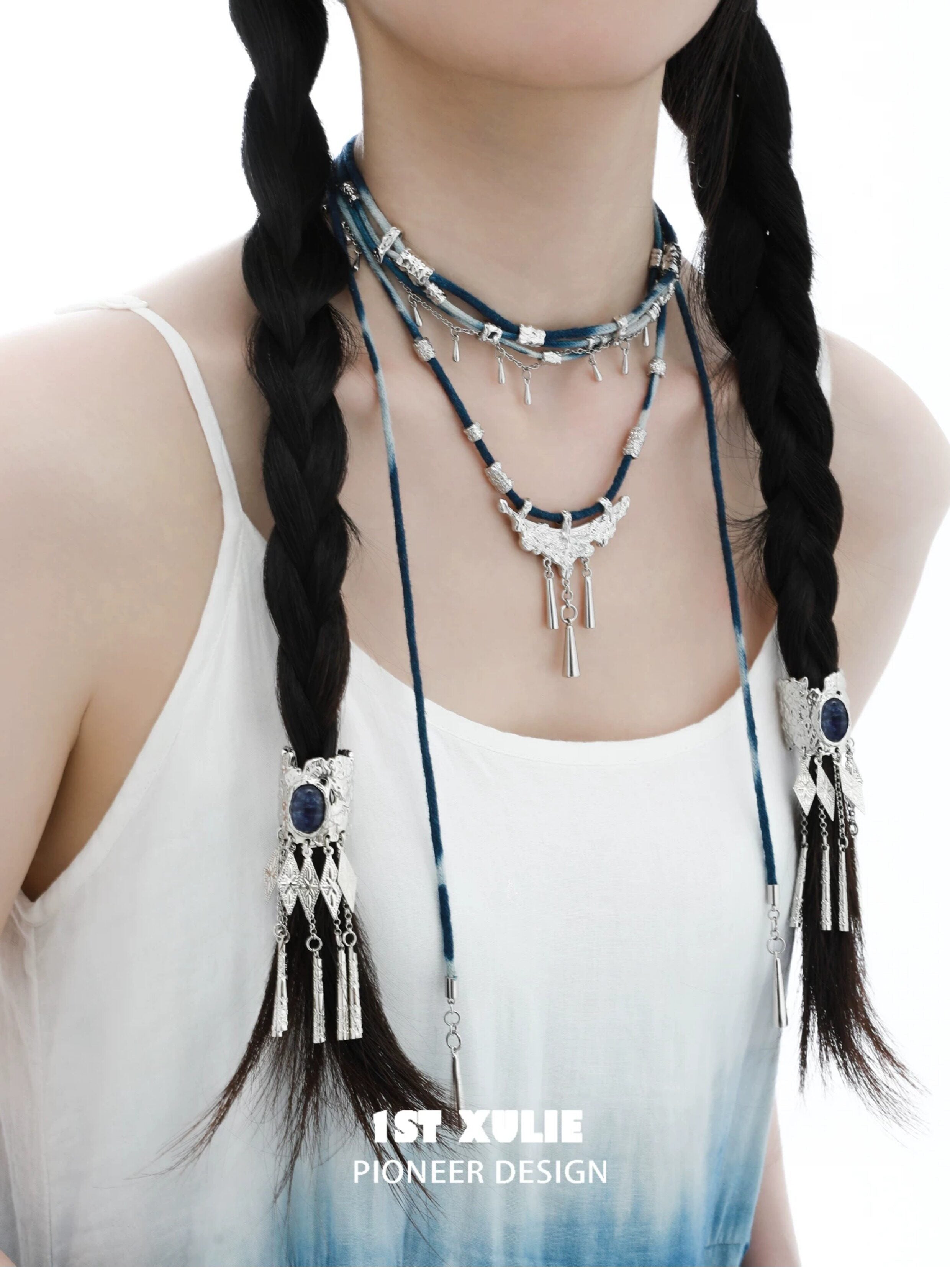 1STXULIE Superior Miao-style Braided Cord Necklace T5818
