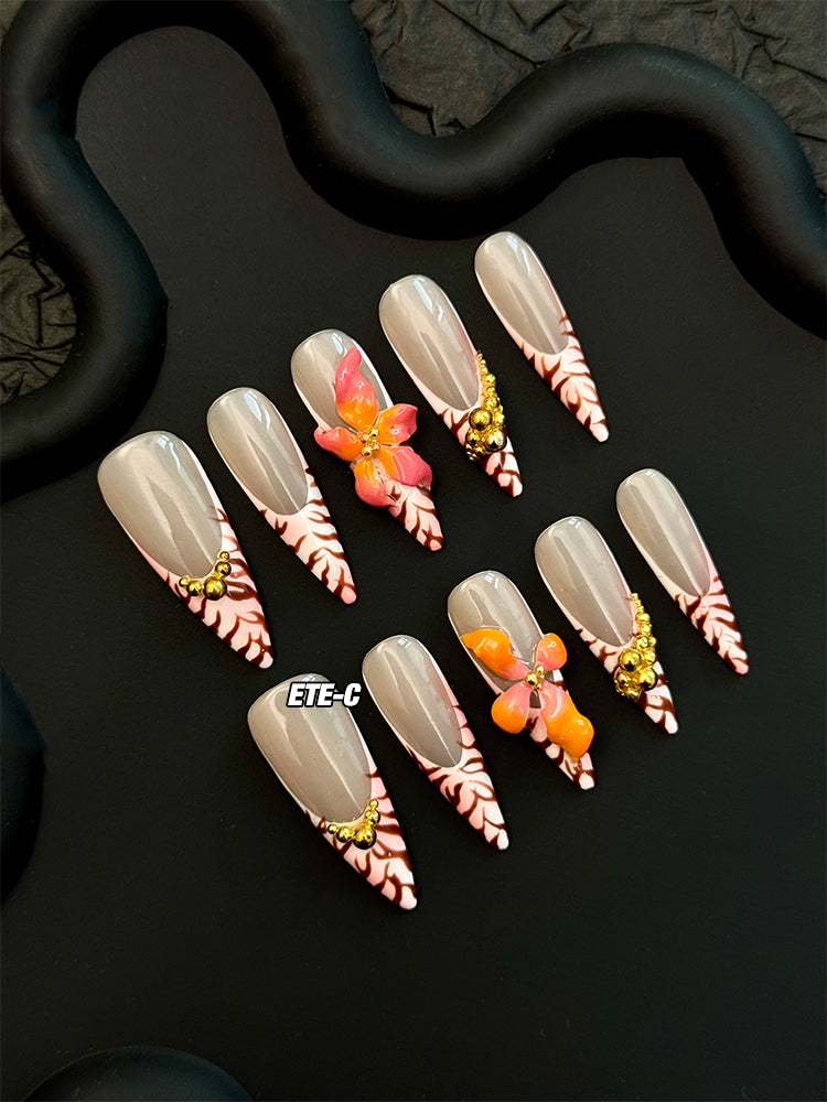 ETERNITY'C Handmade Custom Secret Garden Pressed On Wearable Nails T5008