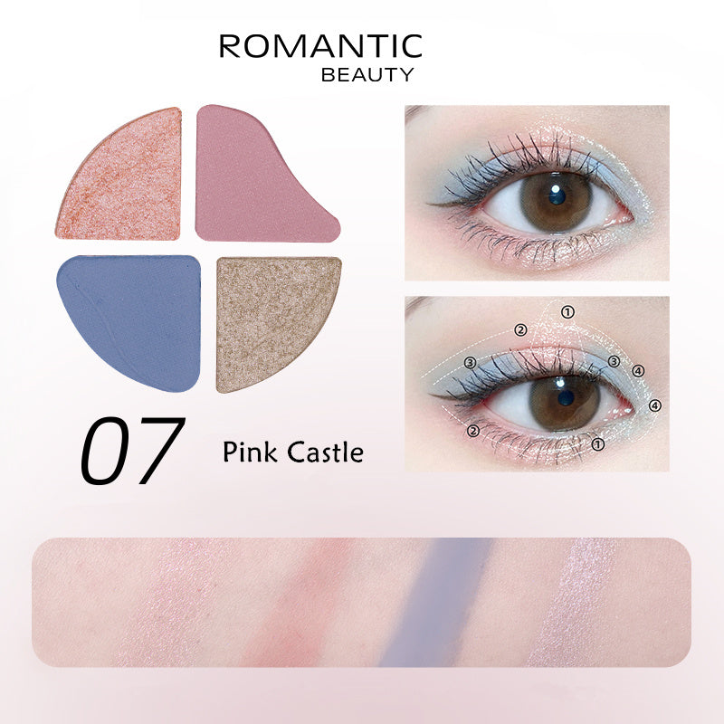 ROMANTIC BEAUTY Pink Bubble 4 Color Eyeshadow Palette T3881