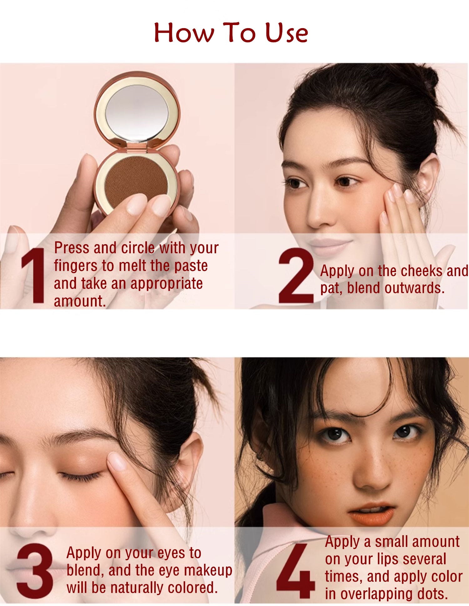 TAASHEE Multi-Usee Makeup Cream For Blusher & Lipstick & Eyeshadow T4253