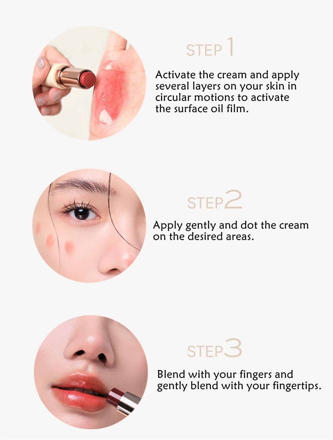 CAREMILLE Multi-Use Makeup Cream Stick for Blusher & Lipstick T4111