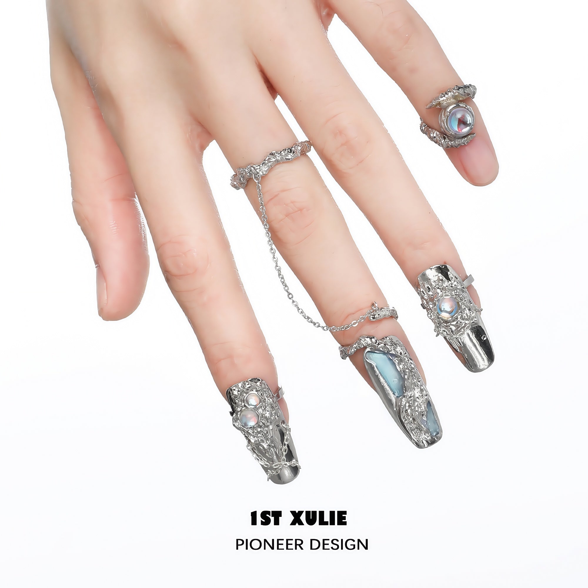 1STXULIE Moonlight Collection Niche Gothic Reusable Wearable Nails T4740