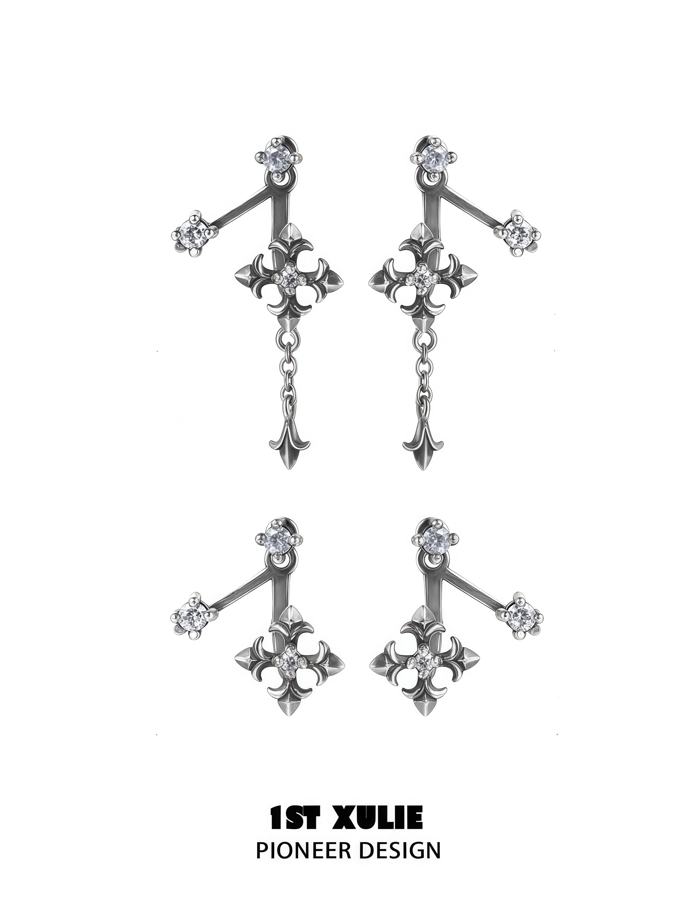 1STXULIE Superior Niche Iris Collection Retro Cross Stud Earrings