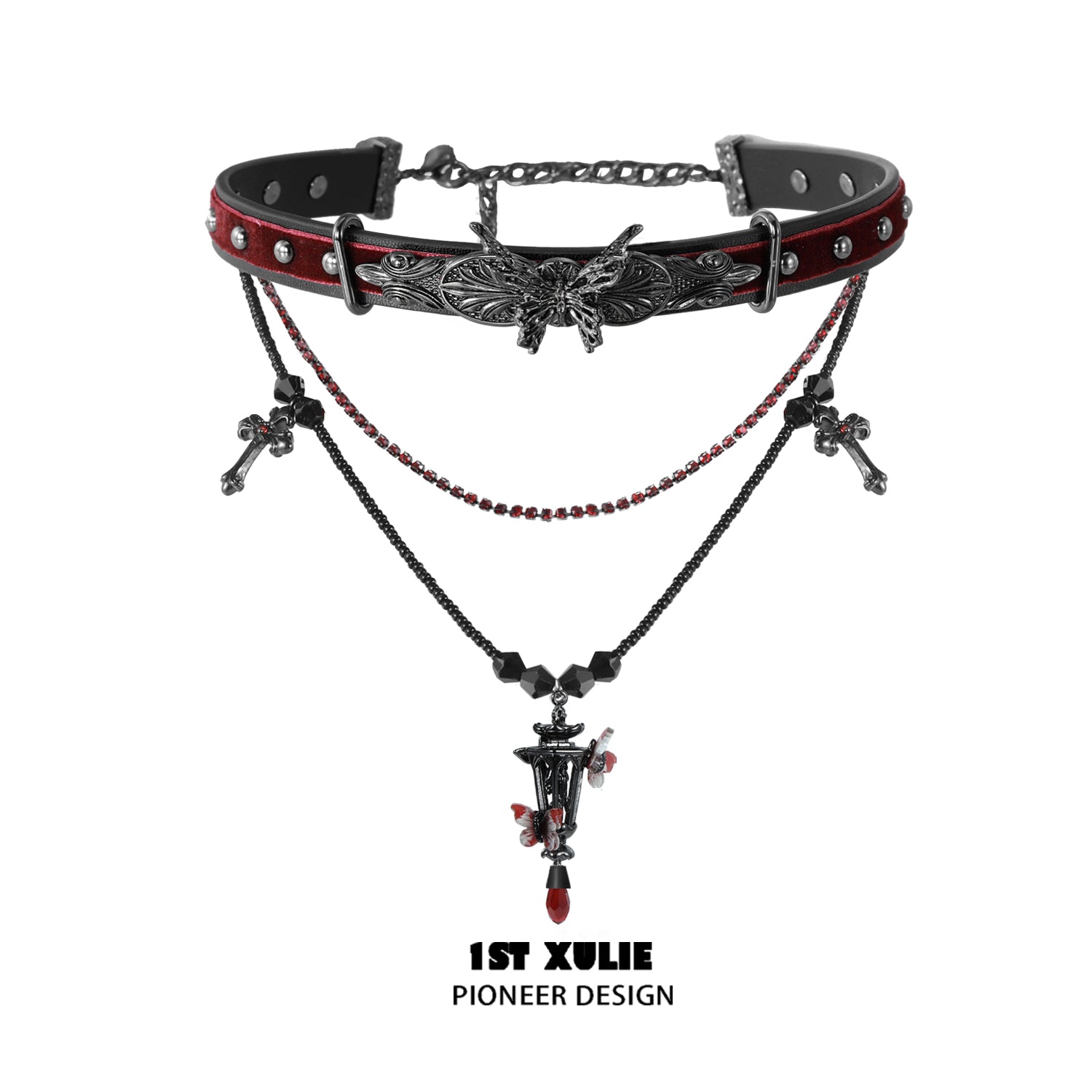 1STXULIE Butterfly & Lamp Collection Niche Gothic Choker Necklace T4735