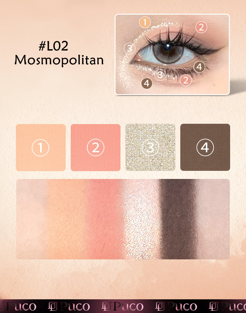 PUCO Unbridled Tide 4-Color Eyeshadow Palette T4203