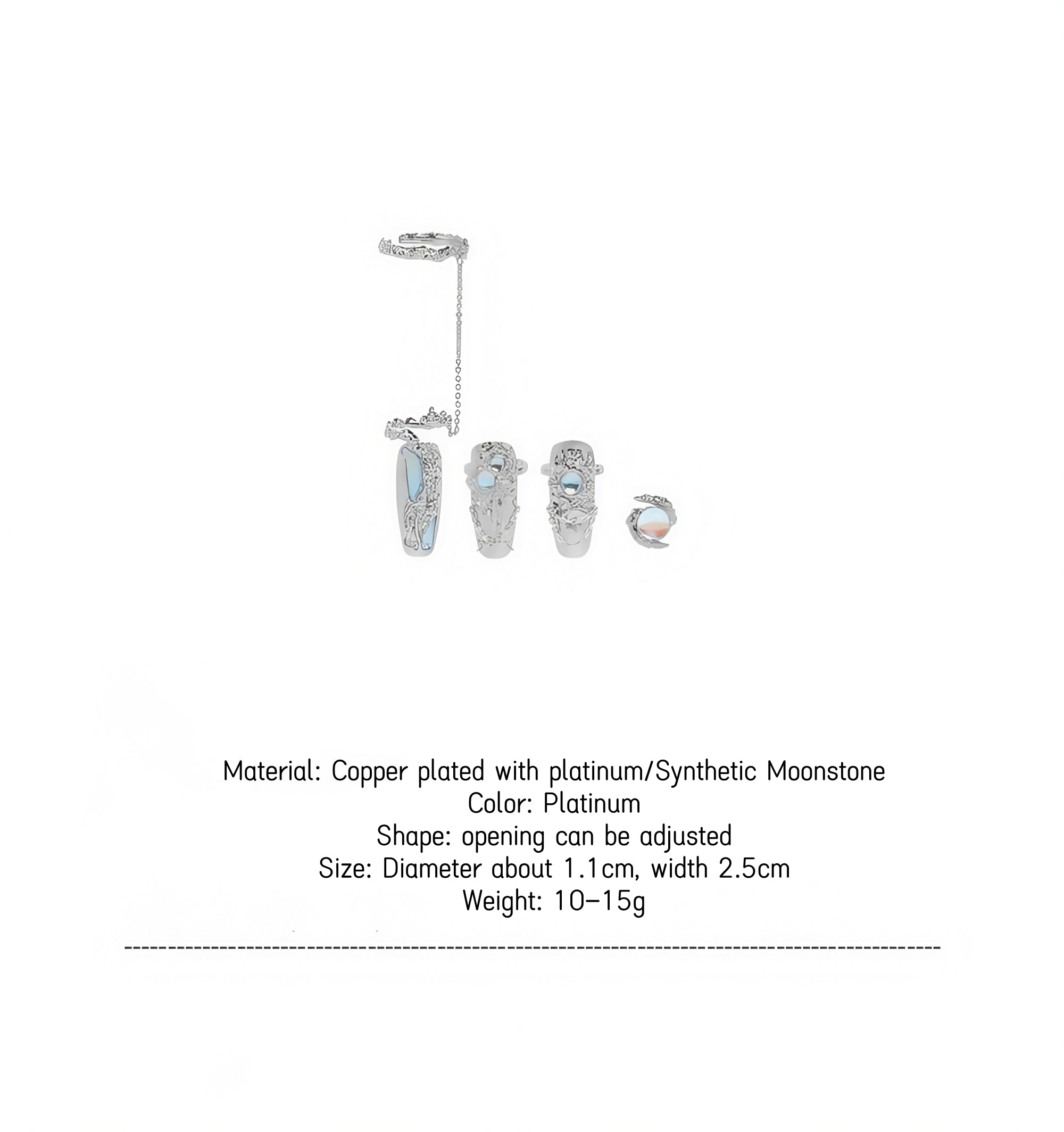 1STXULIE Moonlight Collection Niche Gothic Reusable Wearable Nails T4740