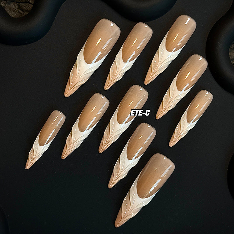 ETERNITY'C Handmade Custom Hot Coffee Pressed On Wearable Nails T5035