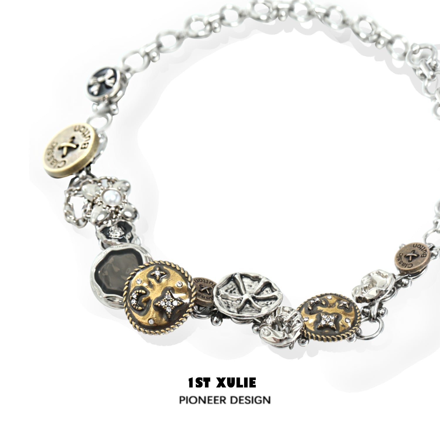 1STXULIE Star Meteor Collection Niche Retro Gothic Choker Necklace T4736