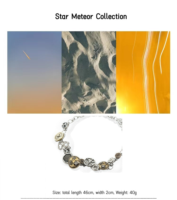 1STXULIE Star Meteor Collection Niche Retro Gothic Choker Necklace T4736
