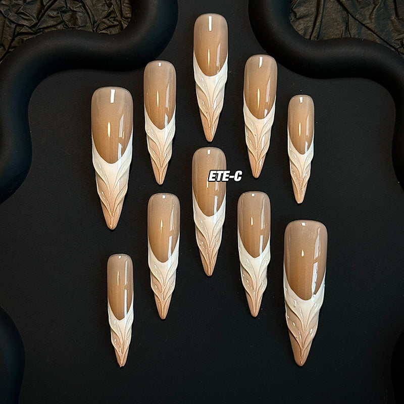 ETERNITY'C Handmade Custom Hot Coffee Pressed On Wearable Nails T5035
