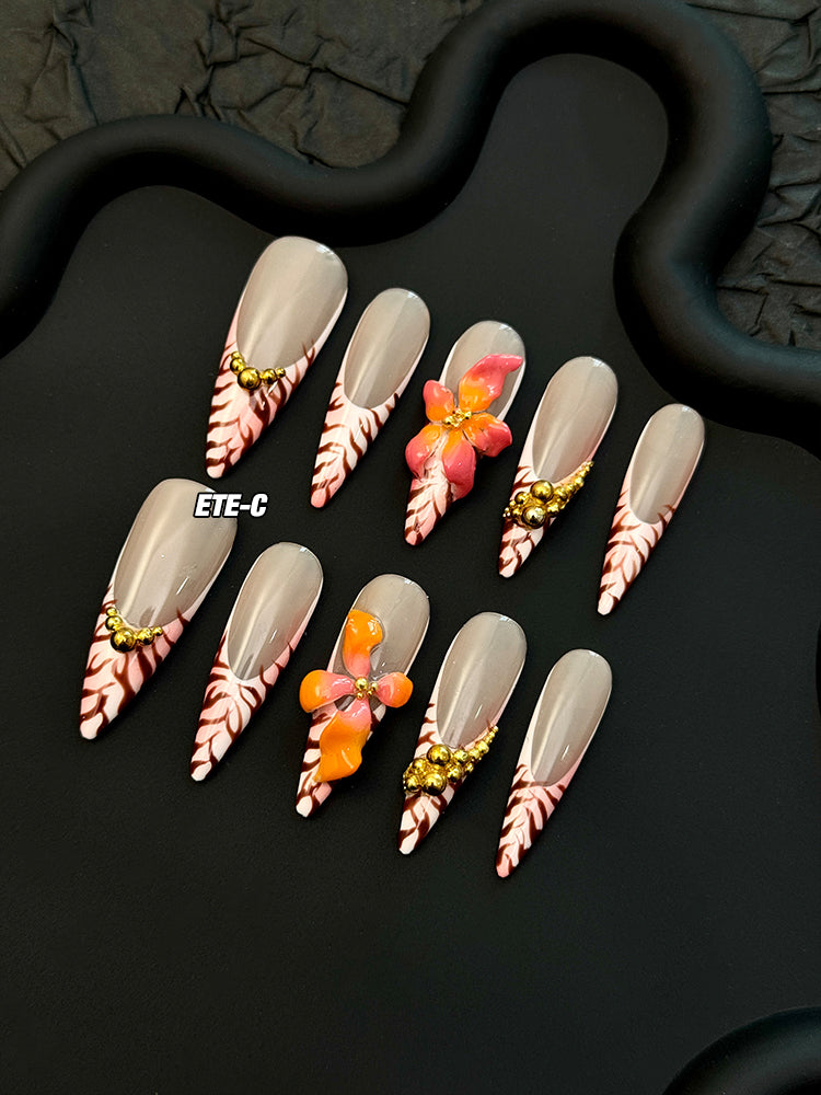 ETERNITY'C Handmade Custom Secret Garden Pressed On Wearable Nails T5008