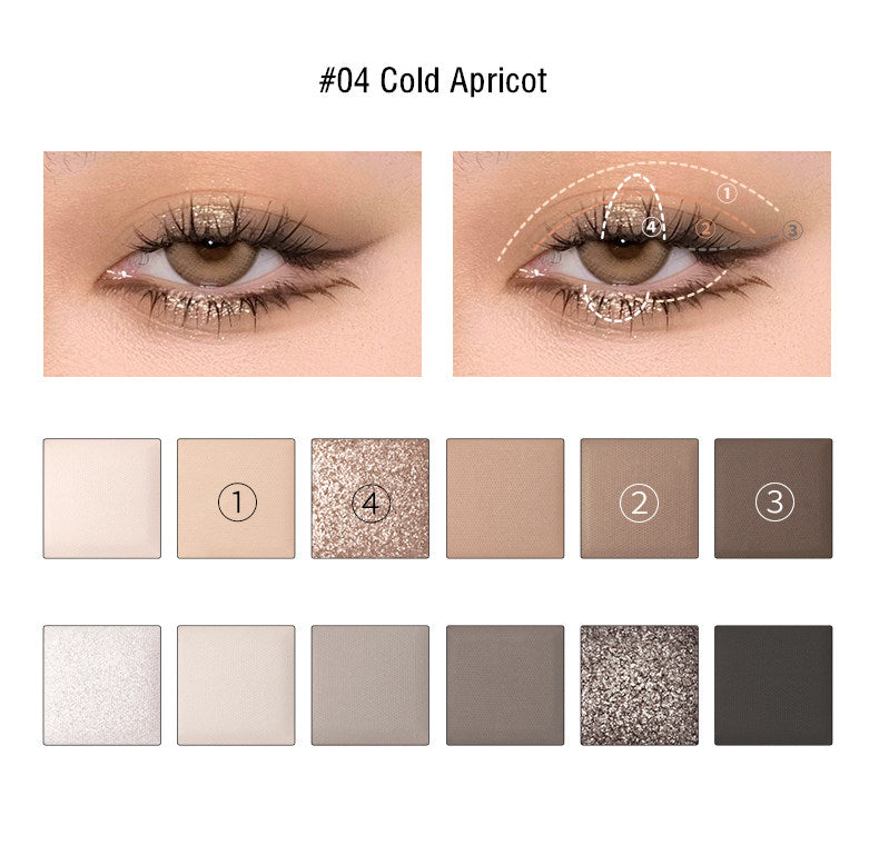 JOOCYEE 12 Shades Matte Pearlescent Eyeshadow Palette T3866