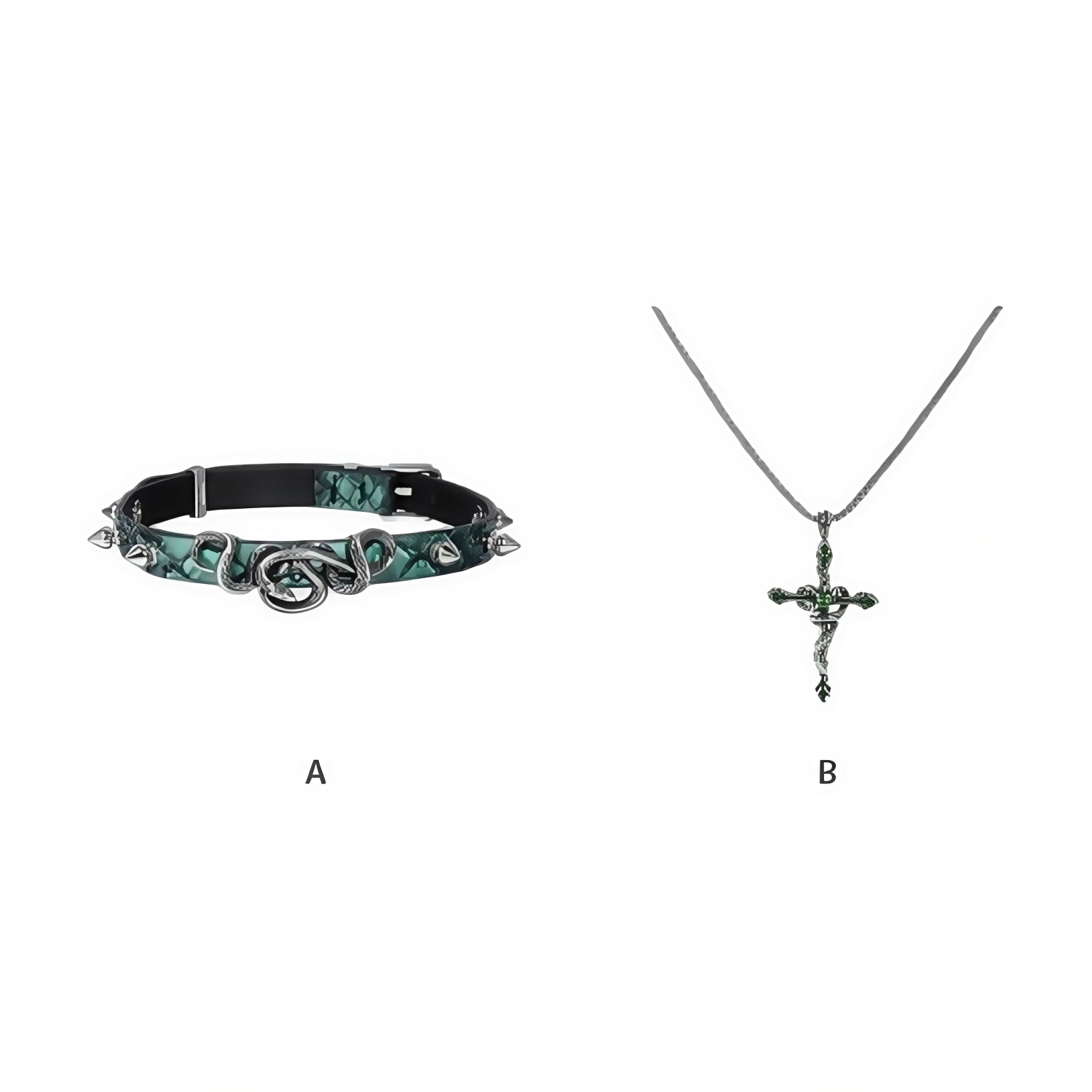 1STXULIE Hunting Collection Niche Snake Leather Gothic Choker Necklace T4496