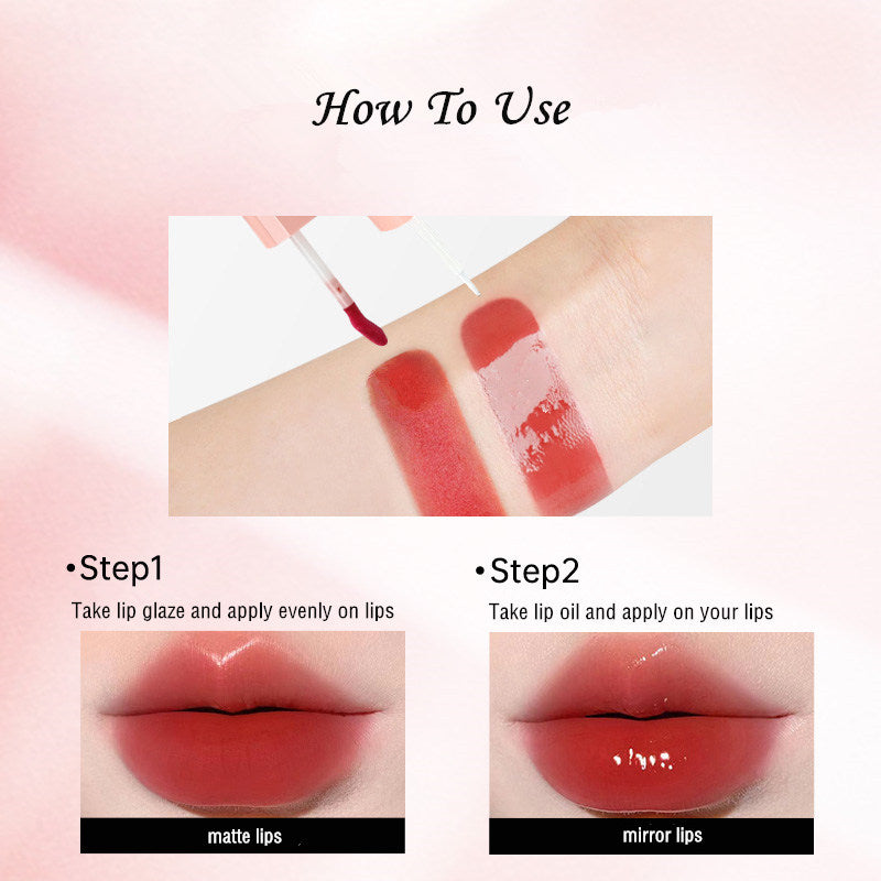 MOOEKISS Double-Head Essence Matte & Mirror Lip Glaze T4377