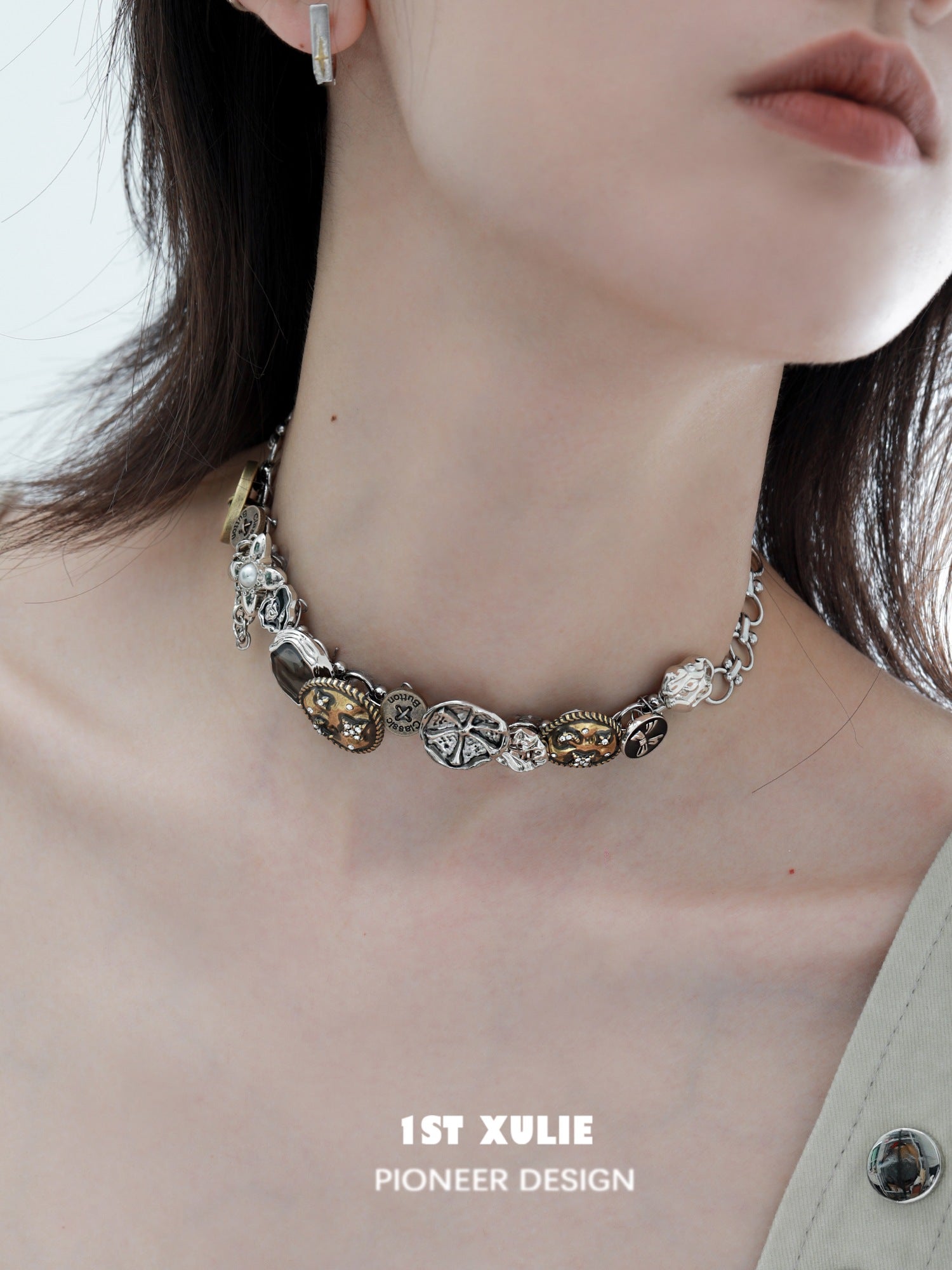 1STXULIE Star Meteor Collection Niche Retro Gothic Choker Necklace T4736