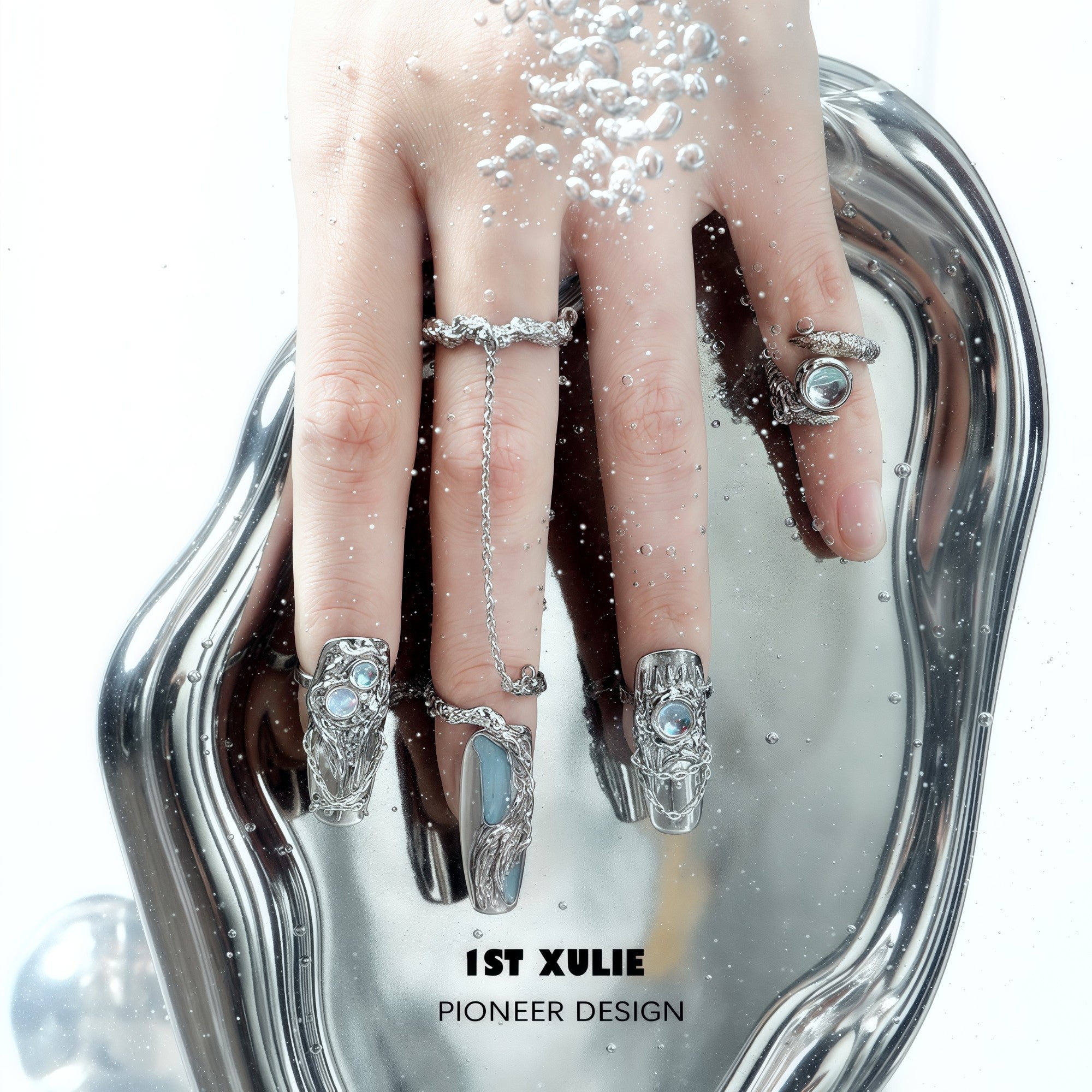 1STXULIE Moonlight Collection Niche Gothic Reusable Wearable Nails T4740