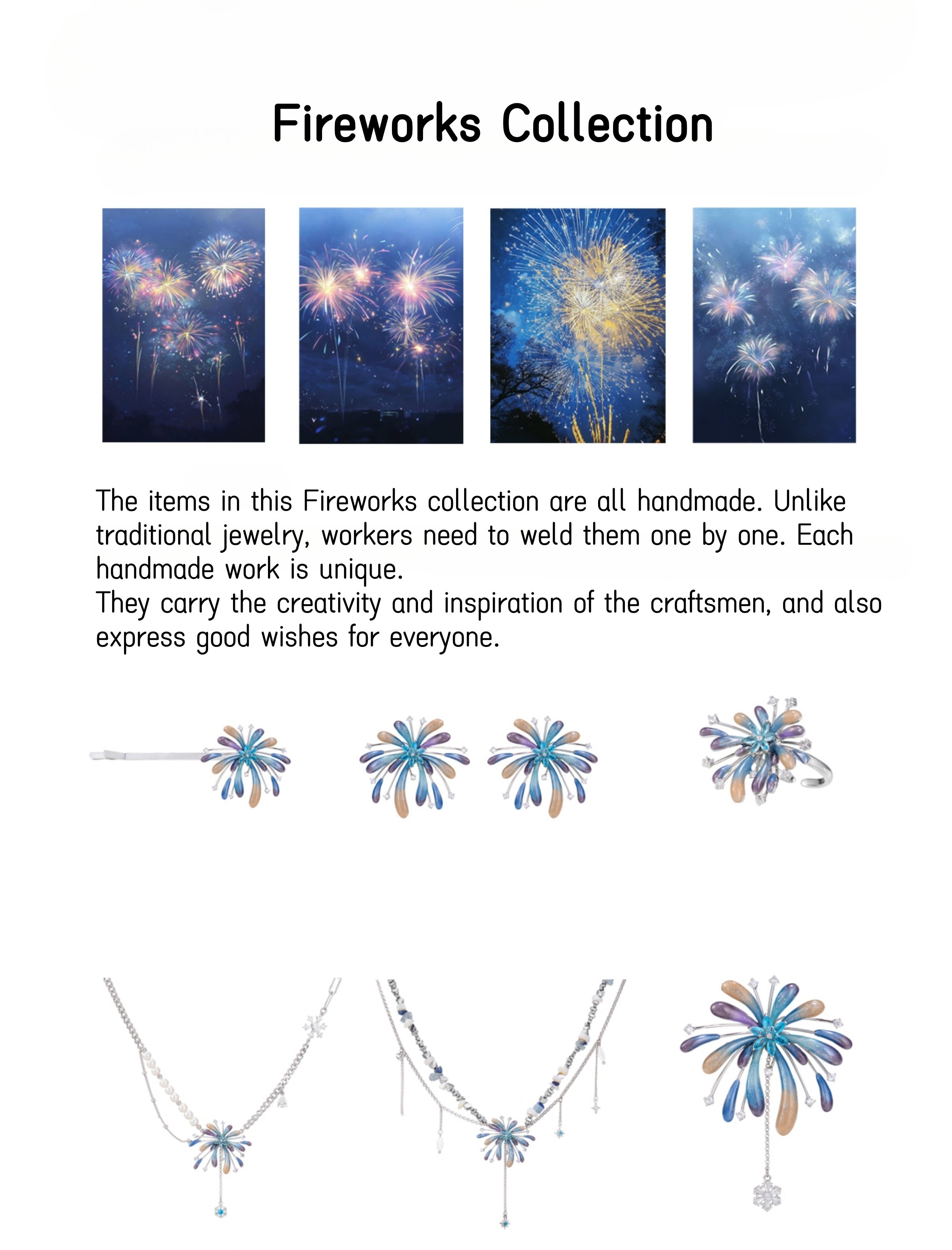 SUMIYAKI Fireworks Collection Unique Handmade Clip-on Earrings T4745