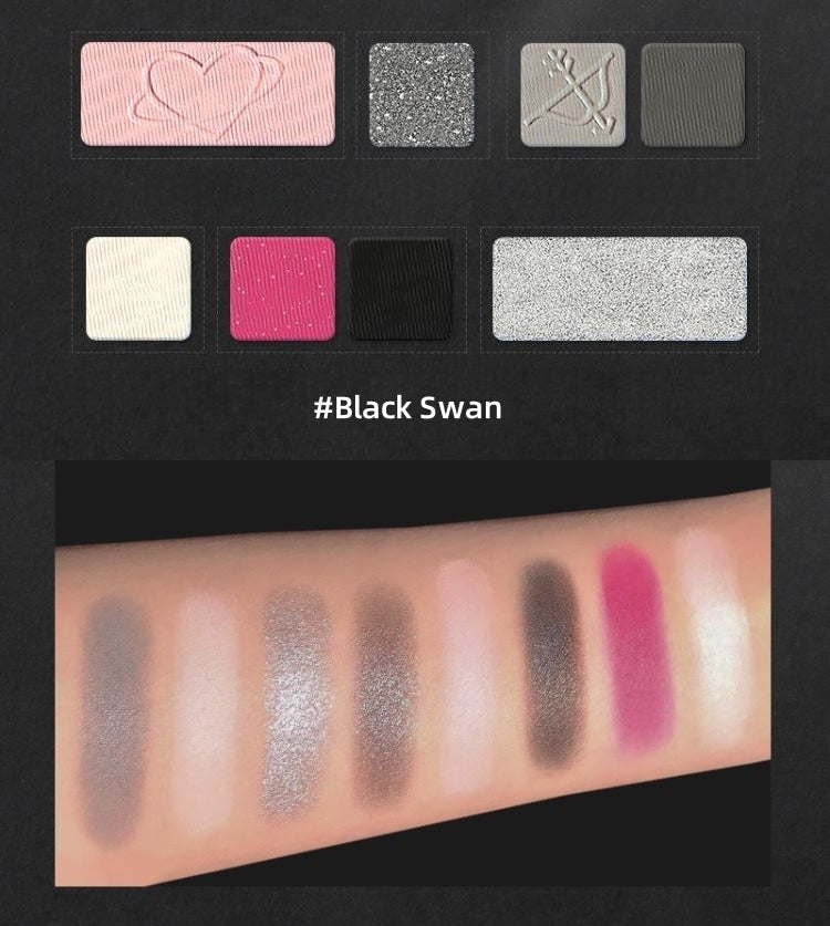 SheDella Black Pink Swan 8-Color Eyeshadow Palette T4441