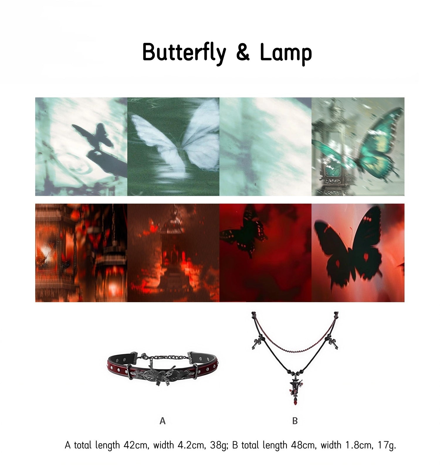 1STXULIE Butterfly & Lamp Collection Niche Gothic Choker Necklace T4735
