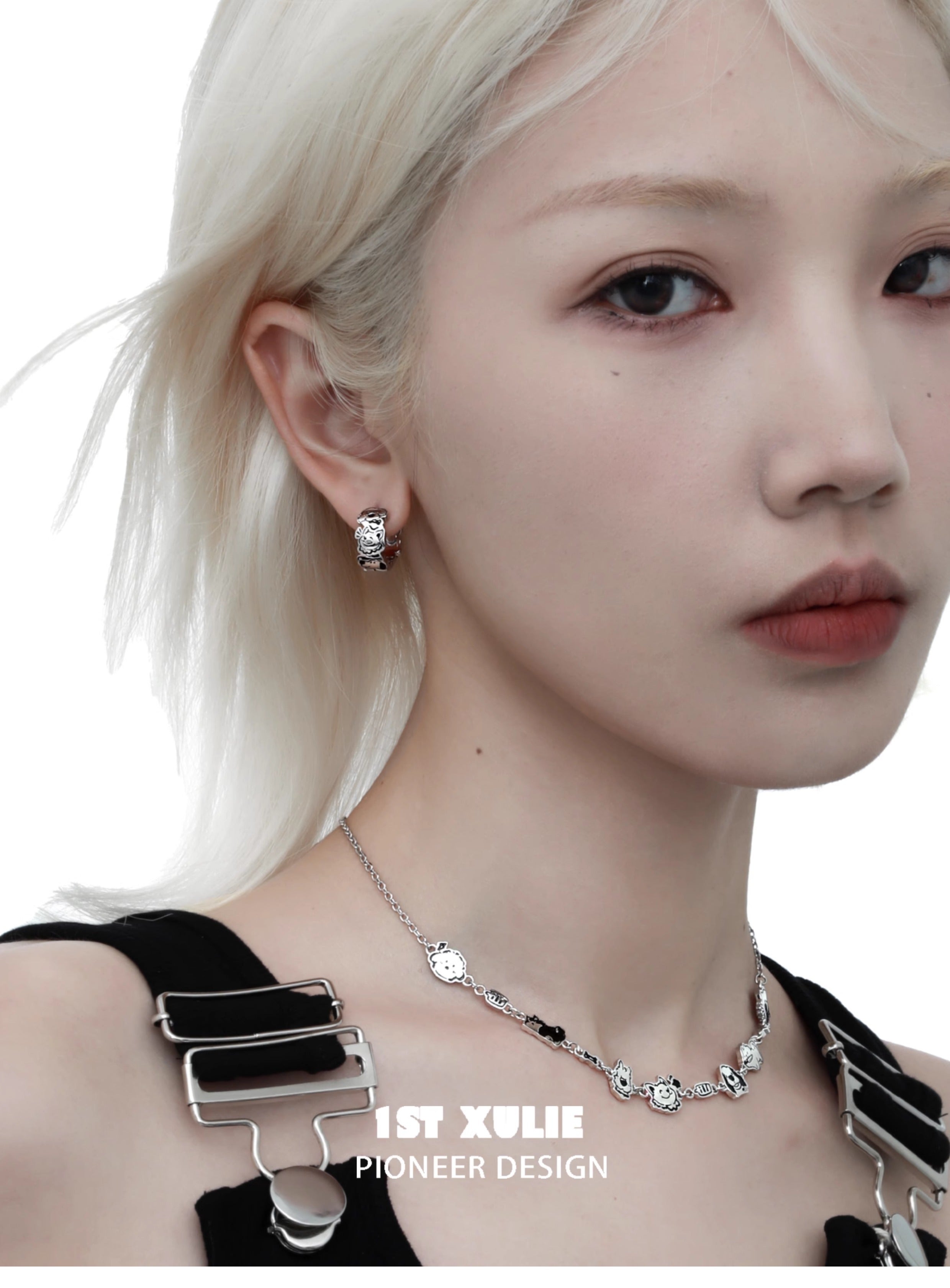 1STXULIE Happy Puppy Collection Niche Gothic Choker Necklace T4700
