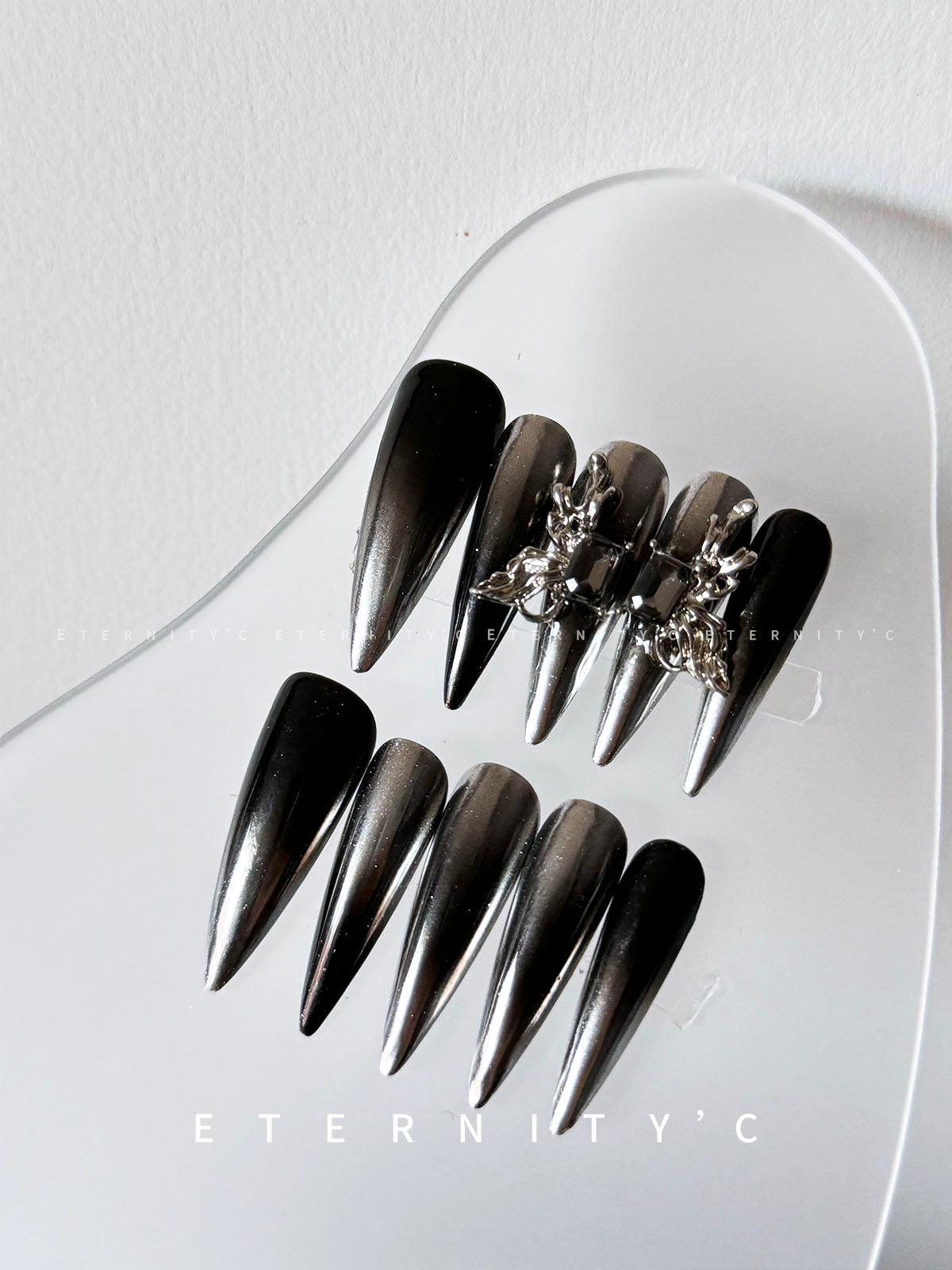 ETERNITY'C Handmade Custom 3D Butterfly Pressed On Wearable Nails T5007