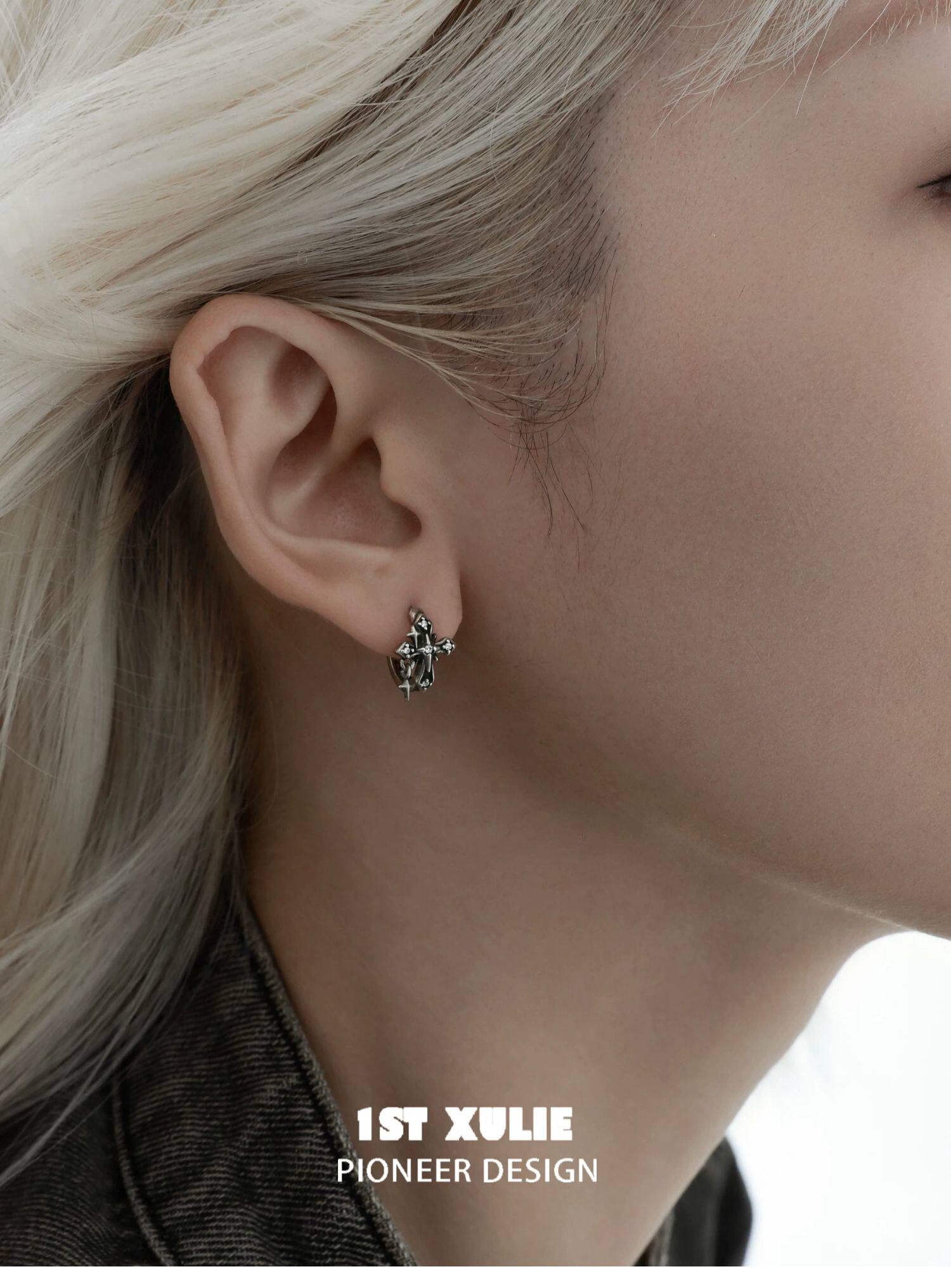 1STXULIE Superior Niche Iris Collection Cross-shaped Earring Backs T5879