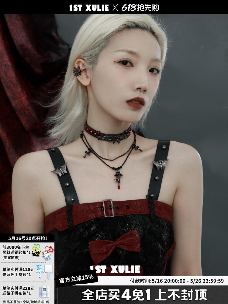 1STXULIE Butterfly & Lamp Collection Niche Gothic Choker Necklace T4735