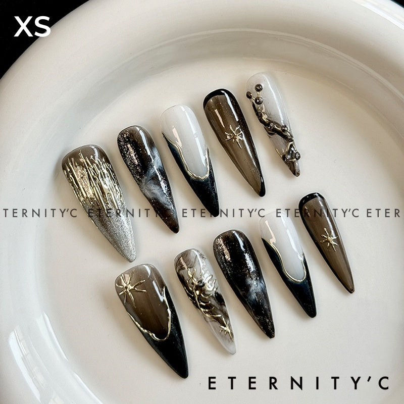 ETERNITY'C Handmade Custom Scorpion Cloud Pressed On Wearable Nails T5003