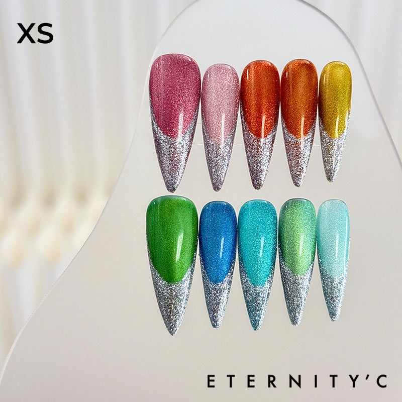 ETERNITY'C Handmade Custom Rainbow Starry Pressed On Wearable Nails T4996