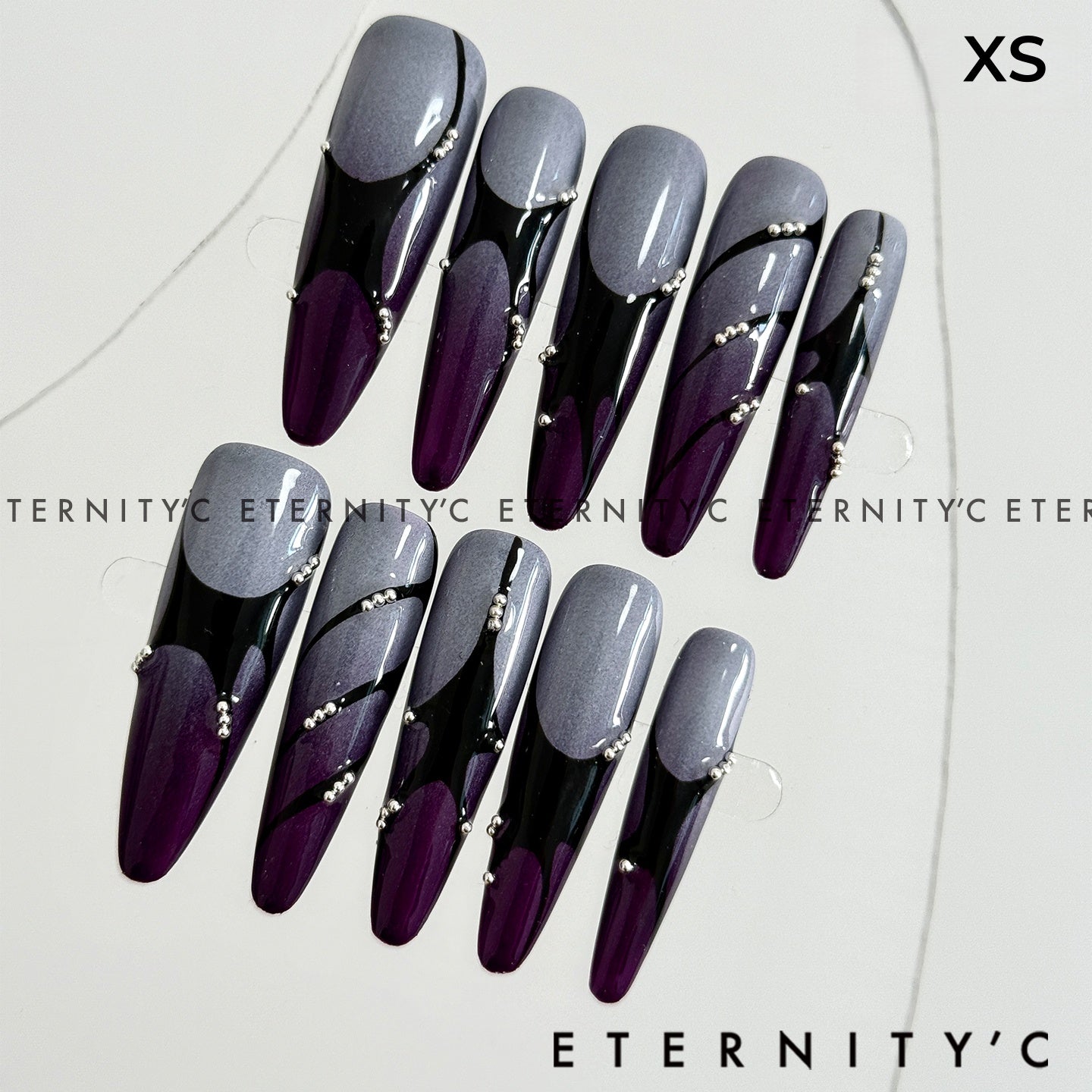 ETERNITY'C Handmade Custom Purple Cyber Pressed On Wearable Nails T4985