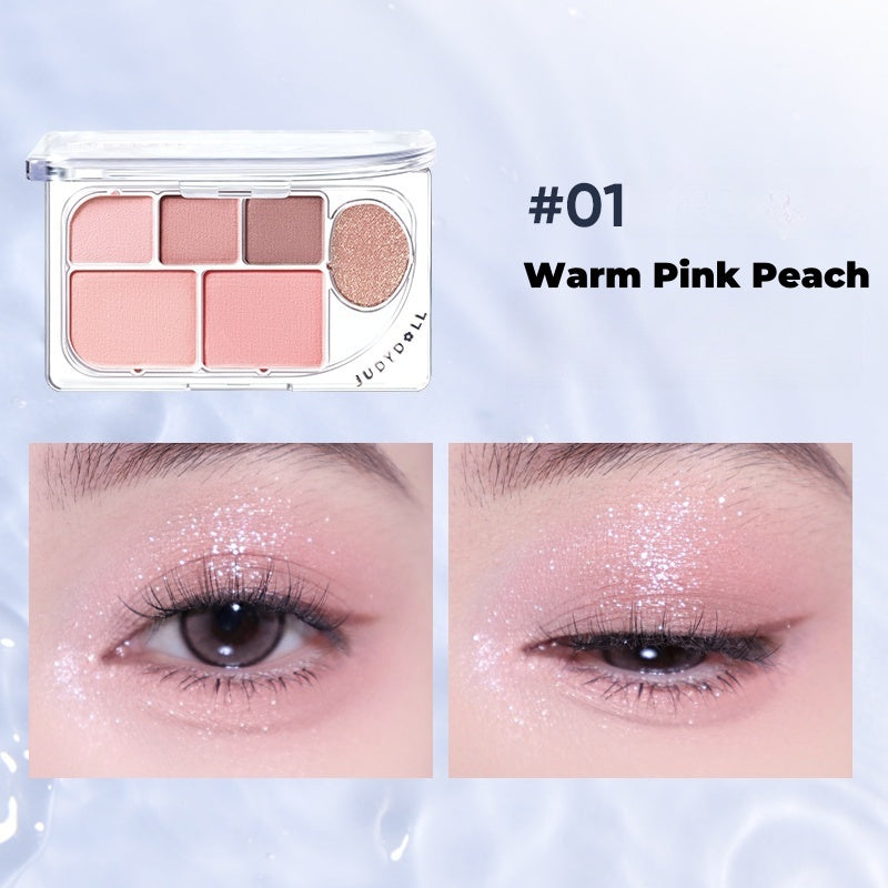 JUDYDOLL 6-color Matte & Pearlescent Eyeshadow Palette T4490