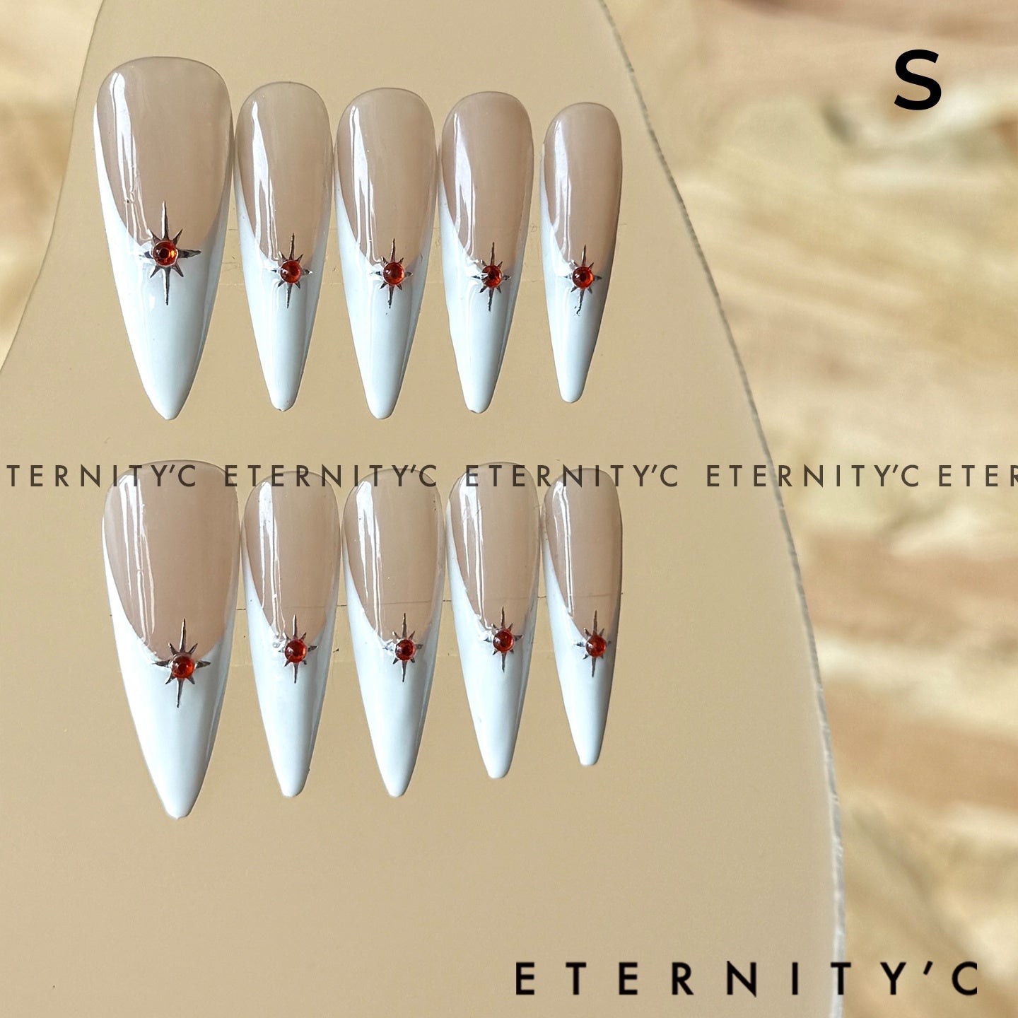 ETERNITY'C Handmade Custom Starburst Pressed On Wearable Nails T4997