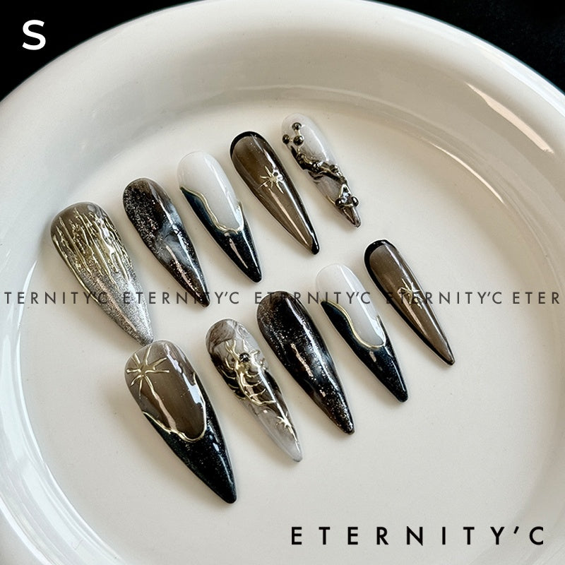 ETERNITY'C Handmade Custom Scorpion Cloud Pressed On Wearable Nails T5003