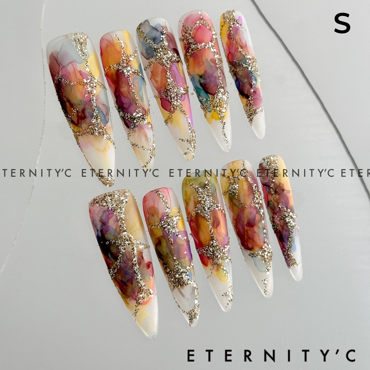 ETERNITY'C Handmade Custom Starlight Van Gogh Pressed On Wearable Nails T4991