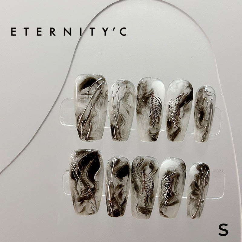 ETERNITY'C Handmade Custom Blooming Butterfly Pressed On Wearable Nails T5002