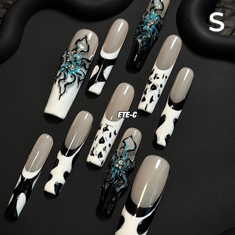 ETERNITY'C Handmade Custom Devil's Flower Pressed On Wearable Nails T5011