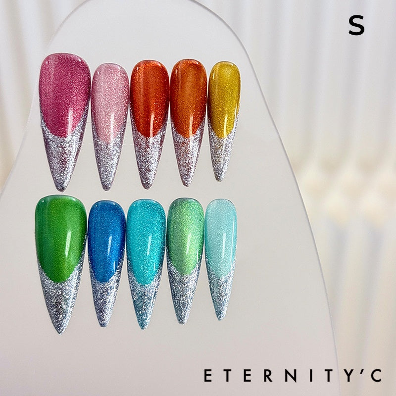 ETERNITY'C Handmade Custom Rainbow Starry Pressed On Wearable Nails T4996
