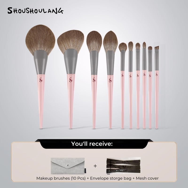 SHOUSHOULANG Pudding Collection Professional Makeup Brush 10 Pcs Set T4943