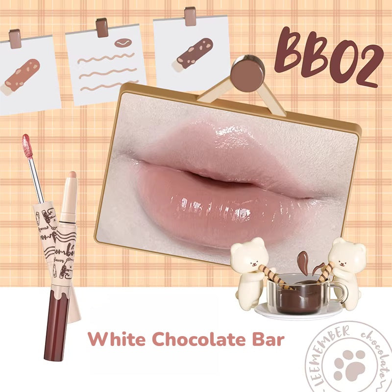 LEEMEMBER Chocolate Bar Collection Double-head Glossy Lip Liner Pen & Lip Gloss T5450