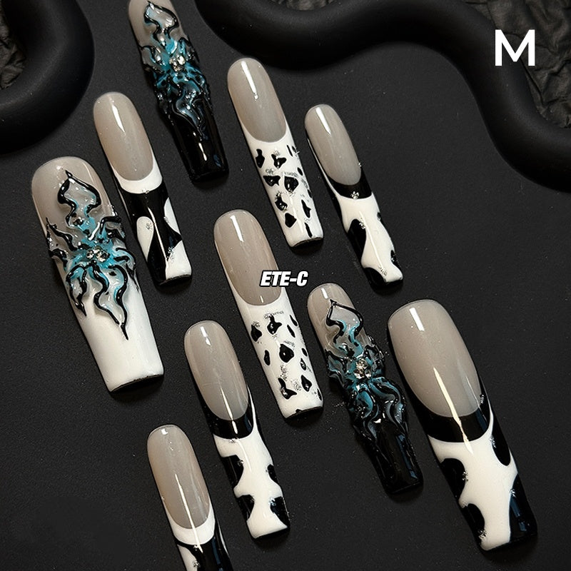 ETERNITY'C Handmade Custom Devil's Flower Pressed On Wearable Nails T5011